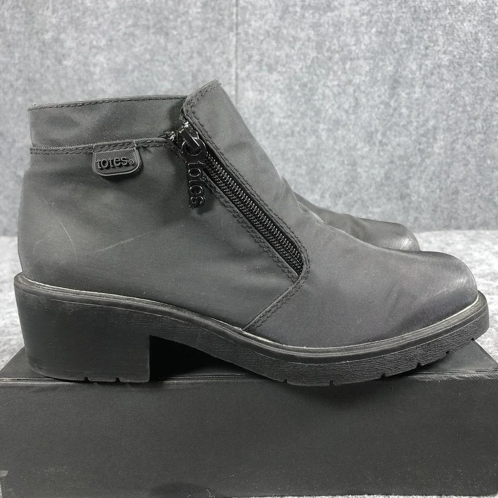 Totes Boots Womens Size 7 Black Piedmont‎ Ankle Block Heel Side Zip Booties